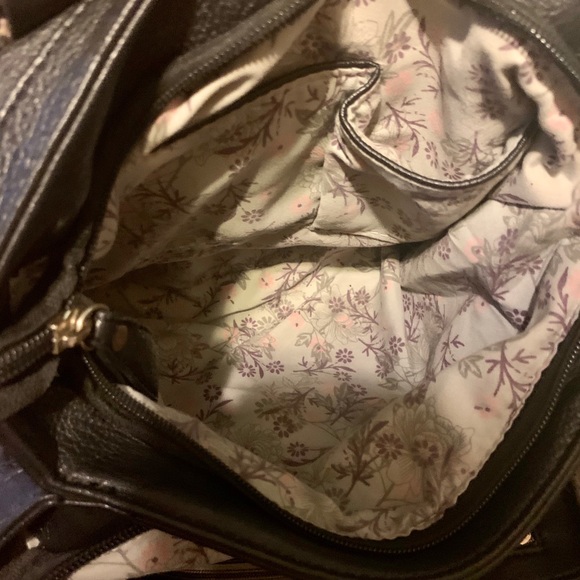 Chenson Black 3 Section Purse Pretty Floral Lining - Picture 4 of 7